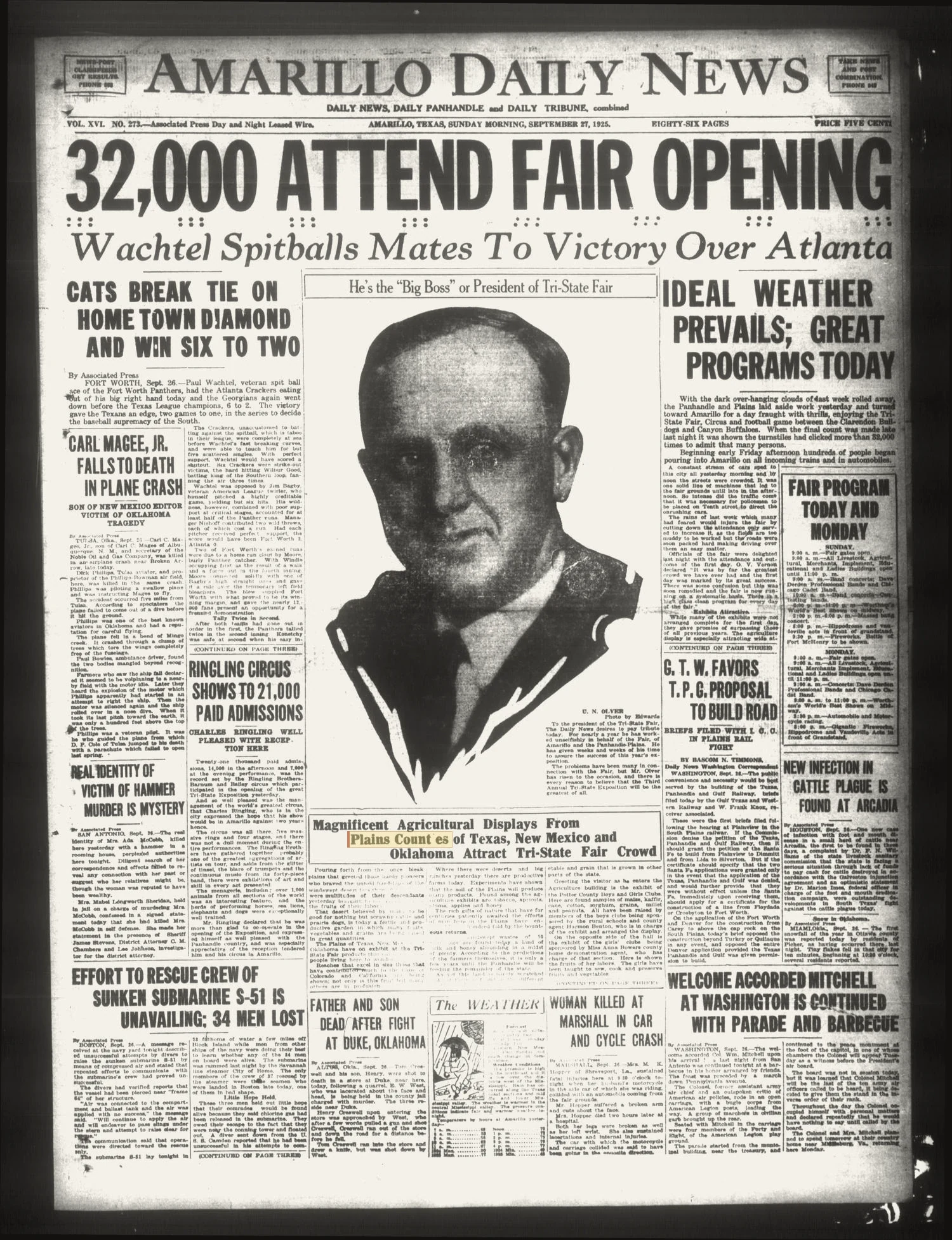 Amarillo Daily News (Amarillo, Tex.), Vol. 16, No. 273, Ed. 1 Sunday, September 27, 1925